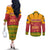 Cape Verde Couples Matching Off The Shoulder Long Sleeve Dress and Long Sleeve Button Shirt with One Heart Ten Islands National Emblem Spirit