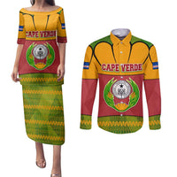 Cape Verde Couples Matching Puletasi and Long Sleeve Button Shirt with One Heart Ten Islands National Emblem Spirit