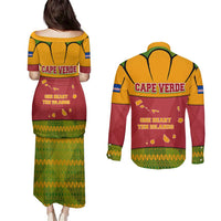 Cape Verde Couples Matching Puletasi and Long Sleeve Button Shirt with One Heart Ten Islands National Emblem Spirit