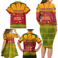 Cape Verde Family Matching Long Sleeve Bodycon Dress and Hawaiian Shirt with One Heart Ten Islands National Emblem Spirit