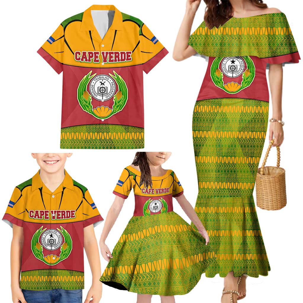Cape Verde Family Matching Mermaid Dress and Hawaiian Shirt with One Heart Ten Islands National Emblem Spirit