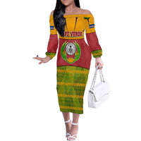 Cape Verde Family Matching Off The Shoulder Long Sleeve Dress and Hawaiian Shirt with One Heart Ten Islands National Emblem Spirit