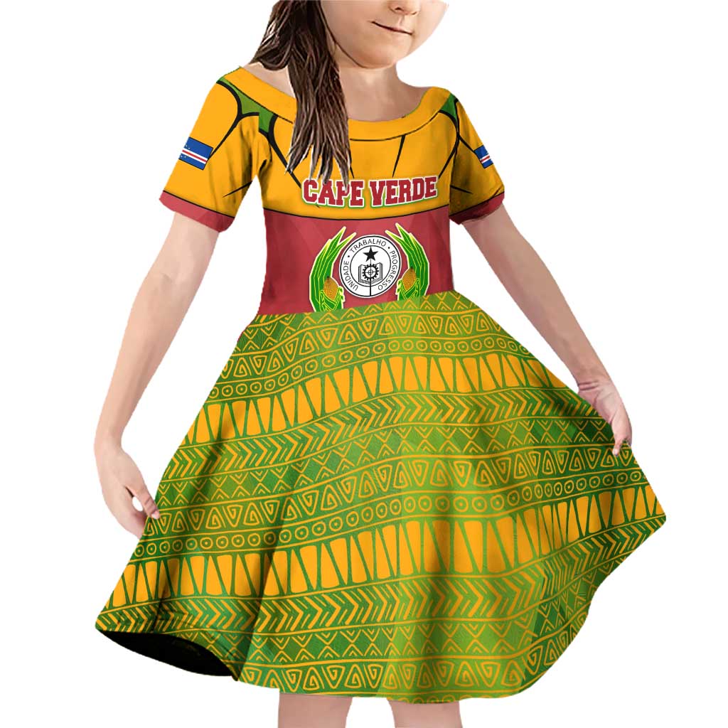 Cape Verde Family Matching Off Shoulder Short Dress and Hawaiian Shirt with One Heart Ten Islands National Emblem Spirit