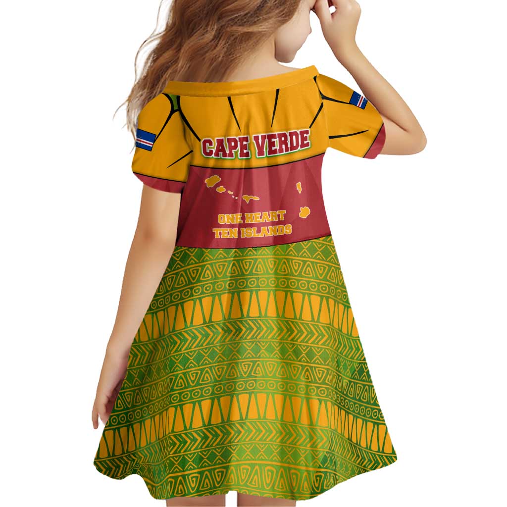 Cape Verde Family Matching Off Shoulder Short Dress and Hawaiian Shirt with One Heart Ten Islands National Emblem Spirit
