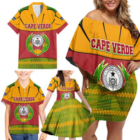 Cape Verde Family Matching Off Shoulder Short Dress and Hawaiian Shirt with One Heart Ten Islands National Emblem Spirit