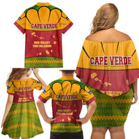 Cape Verde Family Matching Off Shoulder Short Dress and Hawaiian Shirt with One Heart Ten Islands National Emblem Spirit