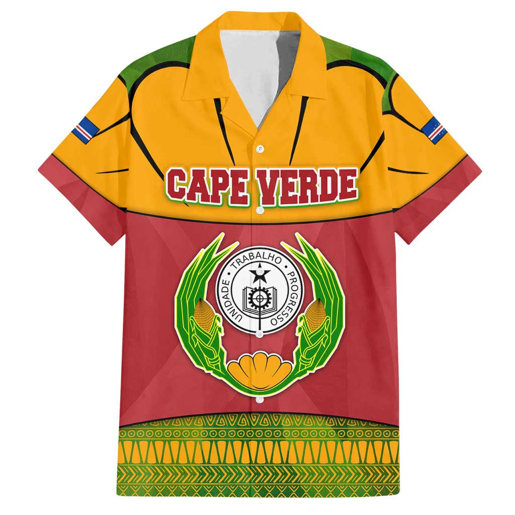 Cape Verde Family Matching Off Shoulder Short Dress and Hawaiian Shirt with One Heart Ten Islands National Emblem Spirit