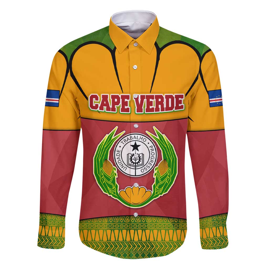 Cape Verde Family Matching Short Sleeve Bodycon Dress and Hawaiian Shirt with One Heart Ten Islands National Emblem Spirit