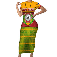 Cape Verde Family Matching Short Sleeve Bodycon Dress and Hawaiian Shirt with One Heart Ten Islands National Emblem Spirit