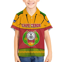 Cape Verde Family Matching Short Sleeve Bodycon Dress and Hawaiian Shirt with One Heart Ten Islands National Emblem Spirit