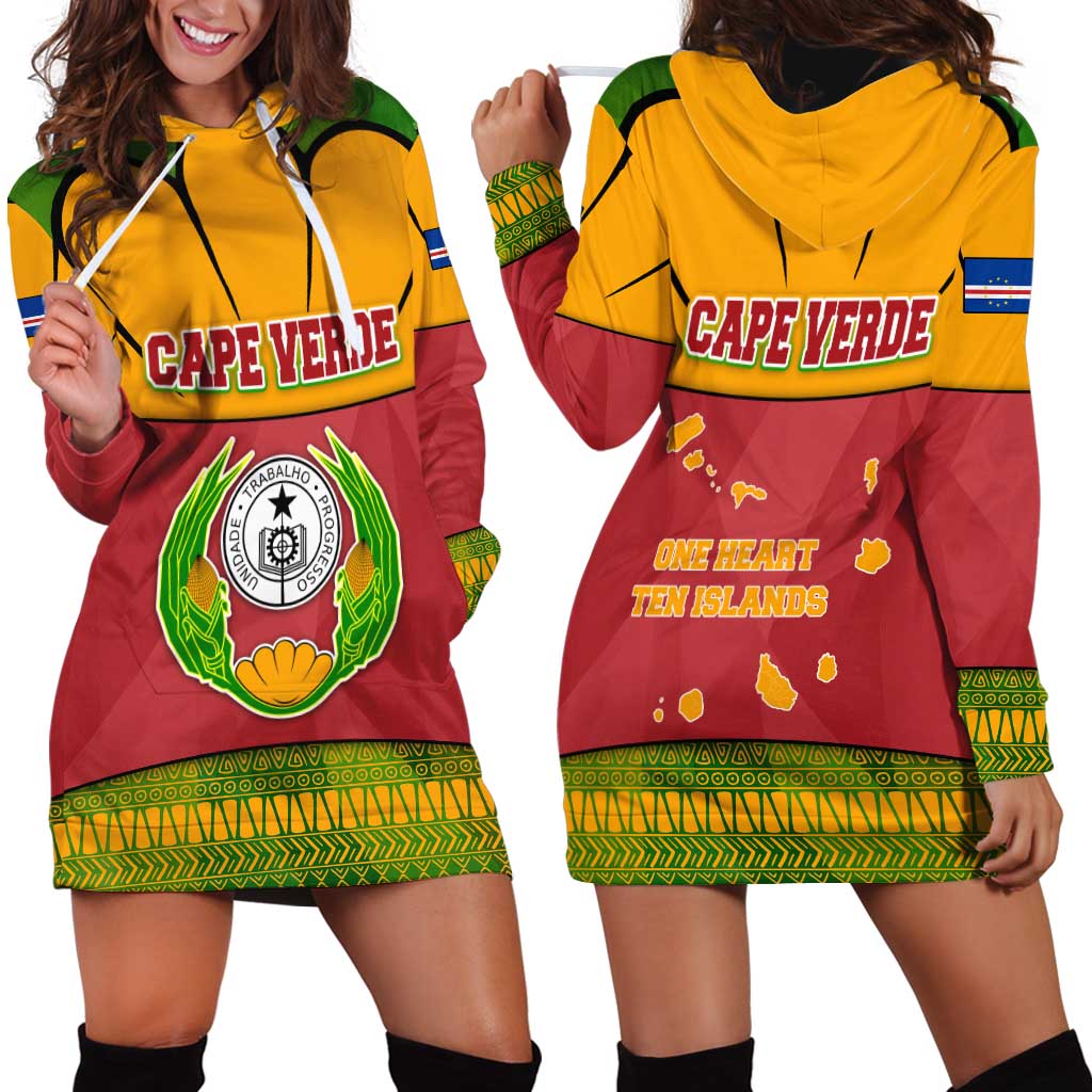 Cape Verde Hoodie Dress with One Heart Ten Islands National Emblem Spirit