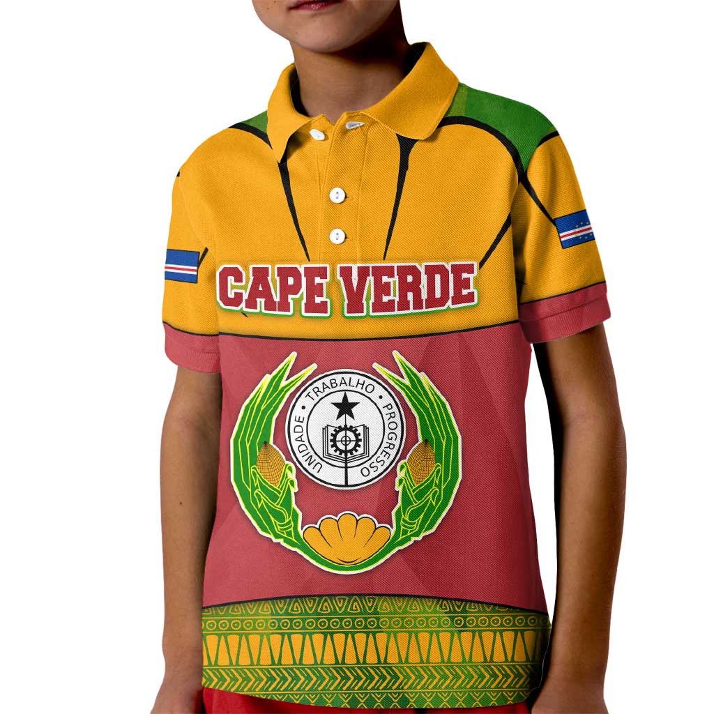Cape Verde Kid Polo Shirt with One Heart Ten Islands National Emblem Spirit