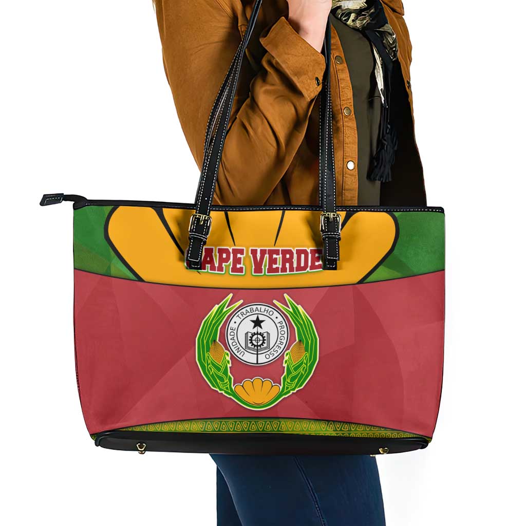 Cape Verde Leather Tote Bag with One Heart Ten Islands National Emblem Spirit