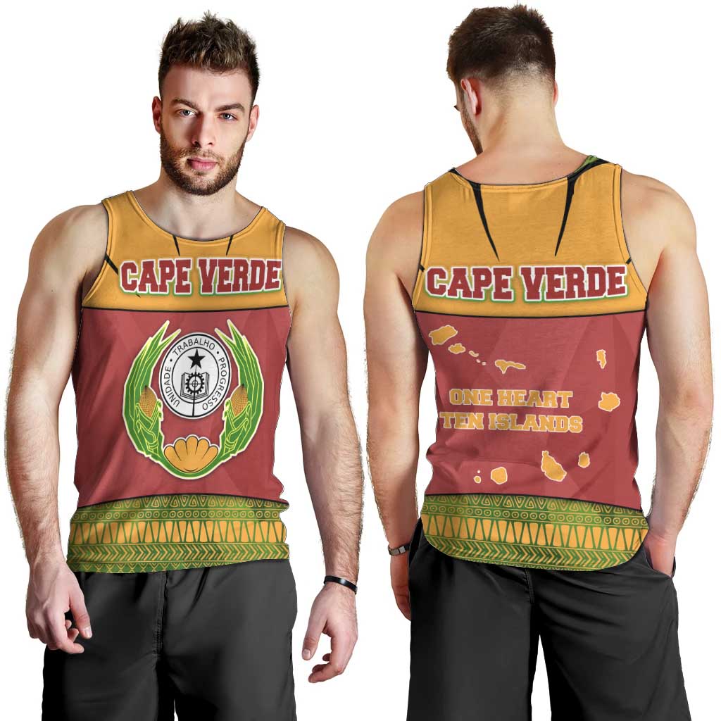 Cape Verde Men Tank Top with One Heart Ten Islands National Emblem Spirit