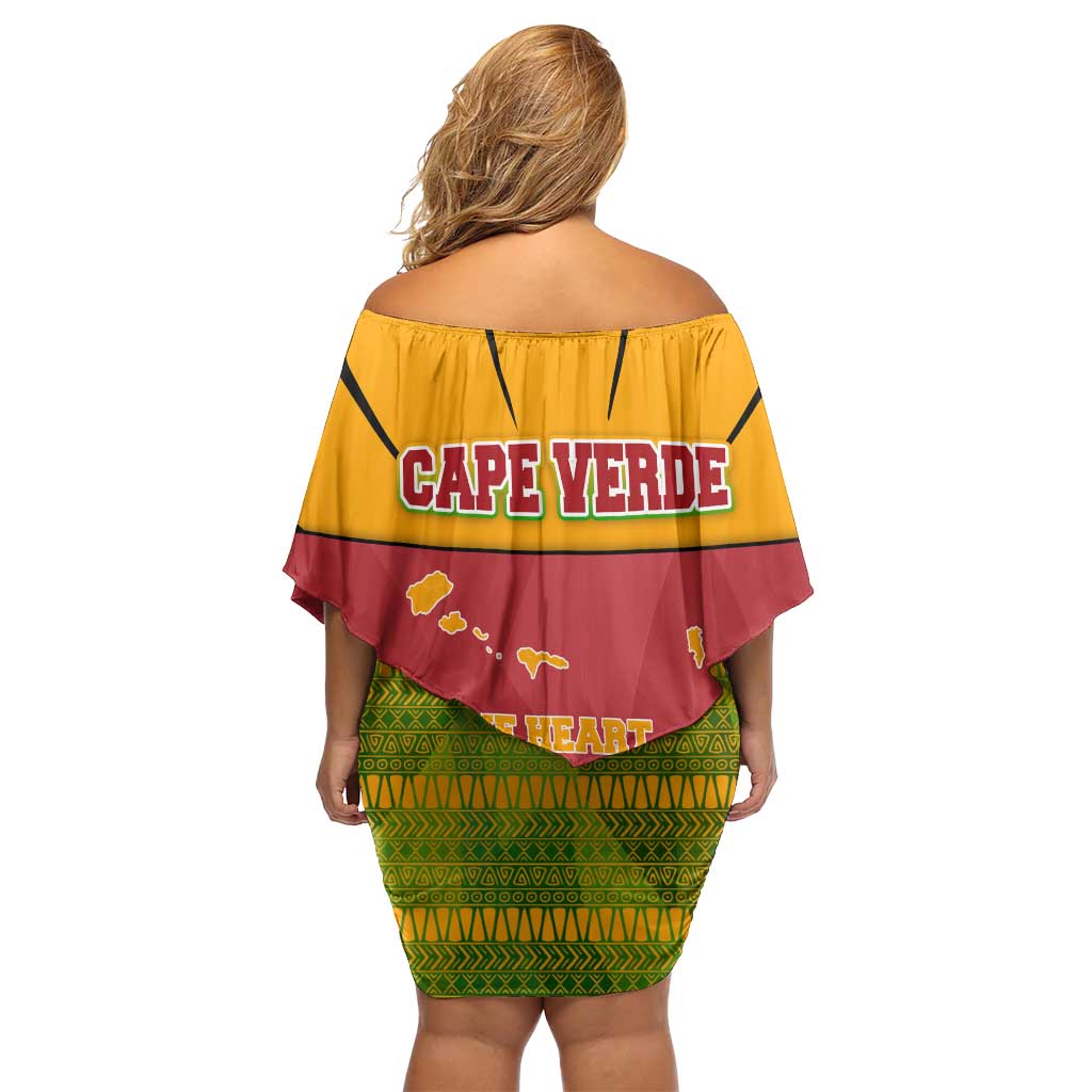 Cape Verde Off Shoulder Short Dress with One Heart Ten Islands National Emblem Spirit