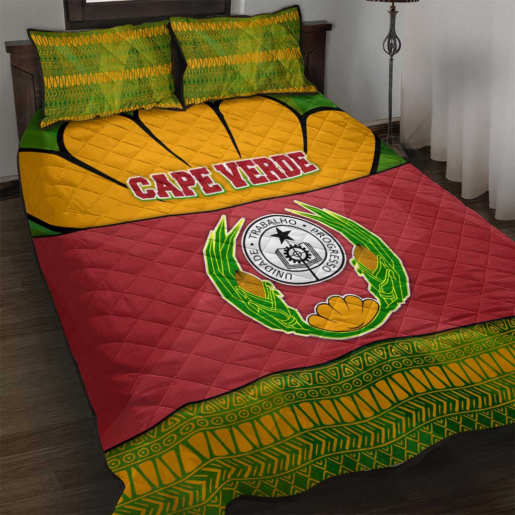 Cape Verde Quilt Bed Set with One Heart Ten Islands National Emblem Spirit