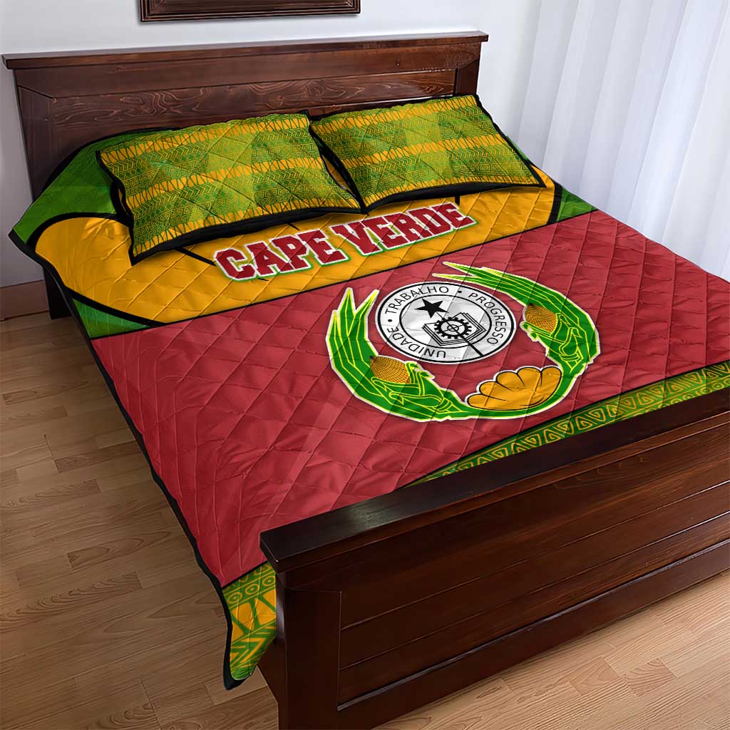 Cape Verde Quilt Bed Set with One Heart Ten Islands National Emblem Spirit