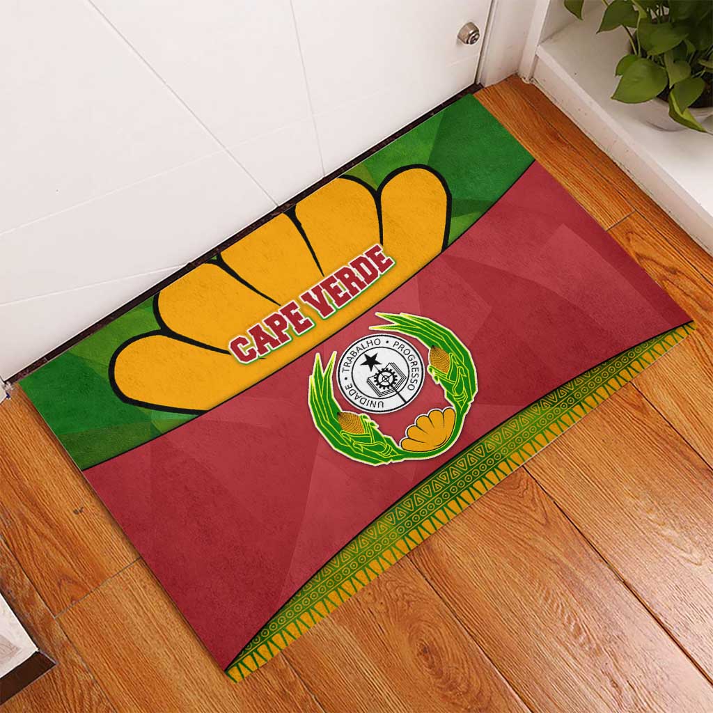 Cape Verde Rubber Doormat with One Heart Ten Islands National Emblem Spirit