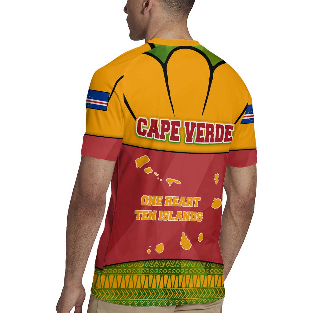 Cape Verde Rugby Jersey with One Heart Ten Islands National Emblem Spirit