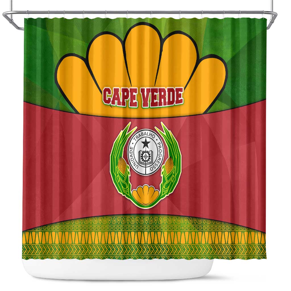Cape Verde Shower Curtain with One Heart Ten Islands National Emblem Spirit