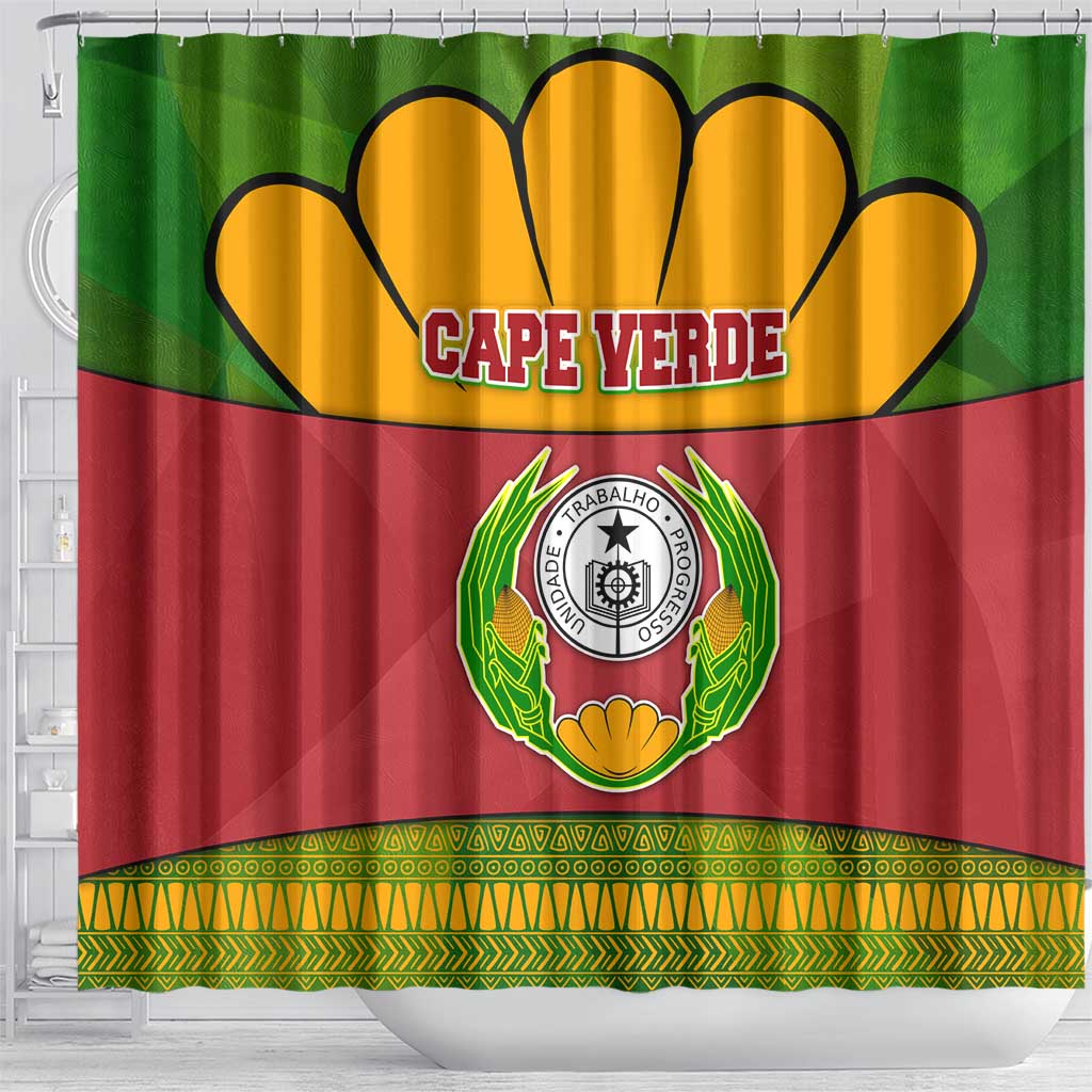 Cape Verde Shower Curtain with One Heart Ten Islands National Emblem Spirit