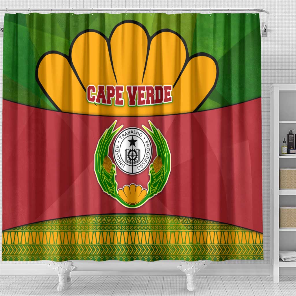 Cape Verde Shower Curtain with One Heart Ten Islands National Emblem Spirit