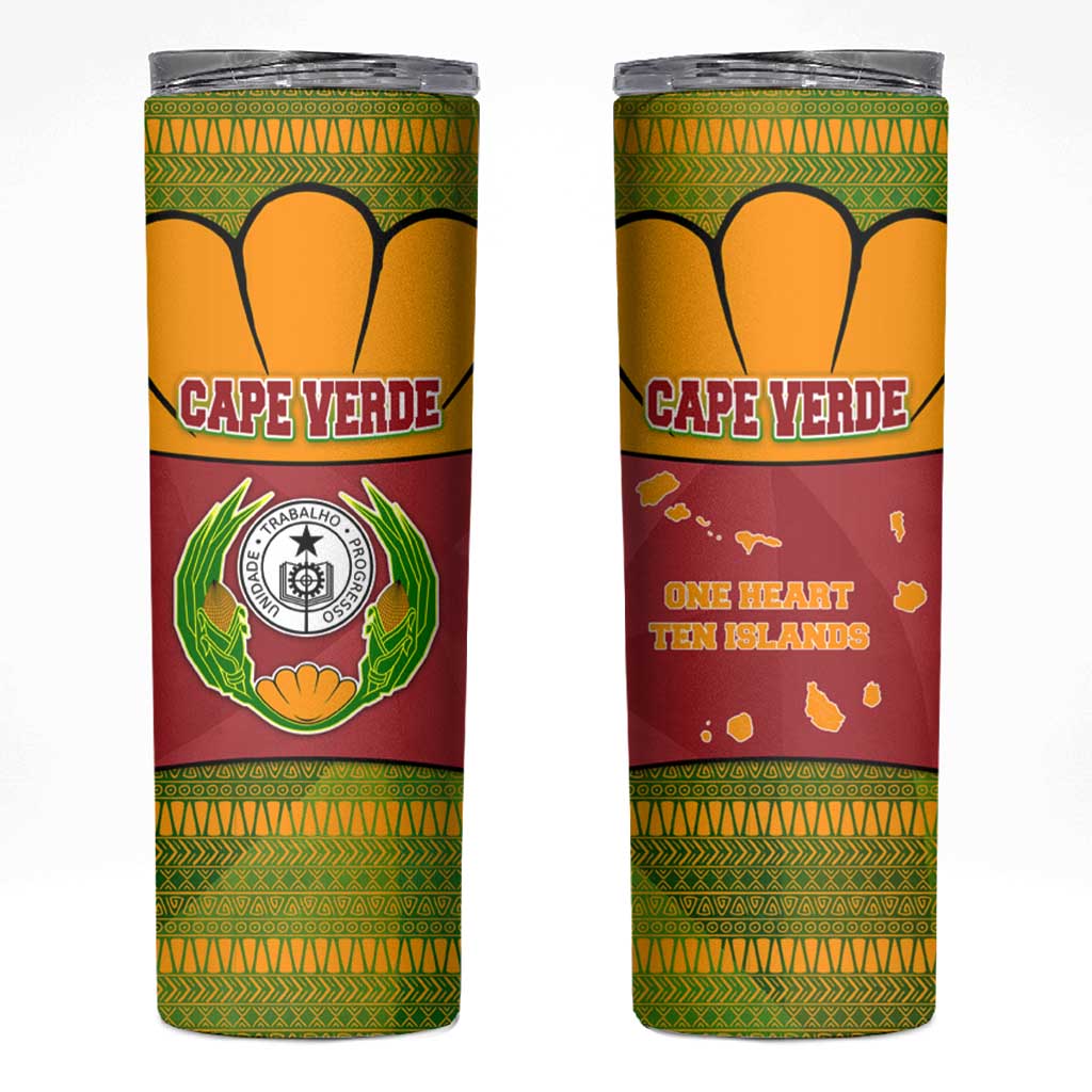 Cape Verde Skinny Tumbler with One Heart Ten Islands National Emblem Spirit