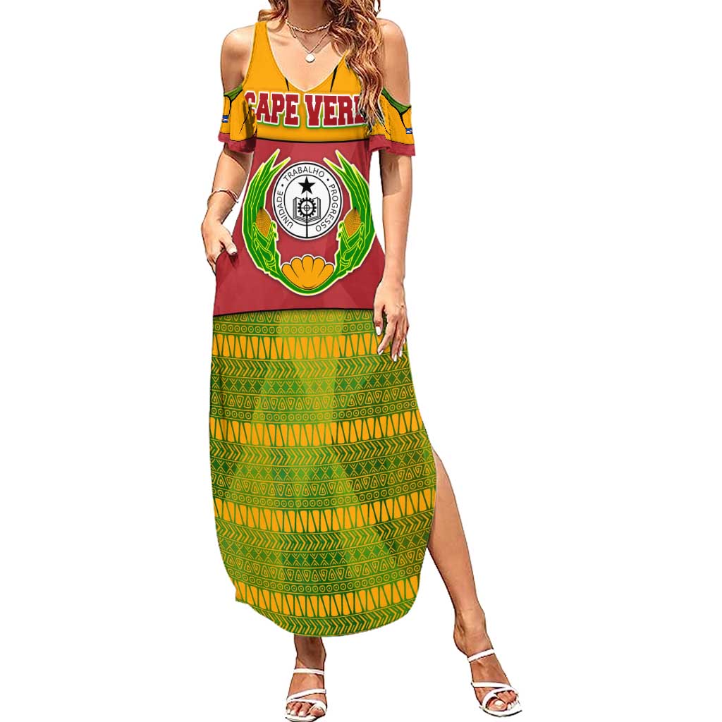 Cape Verde Summer Maxi Dress with One Heart Ten Islands National Emblem Spirit