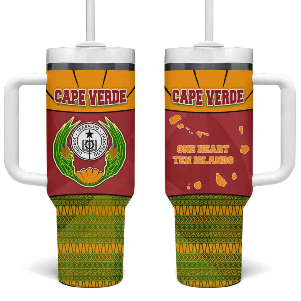 Cape Verde Tumbler With Handle with One Heart Ten Islands National Emblem Spirit