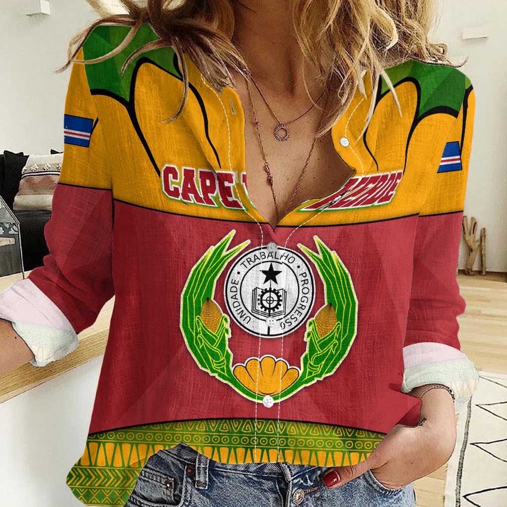 Cape Verde Women Casual Shirt with One Heart Ten Islands National Emblem Spirit