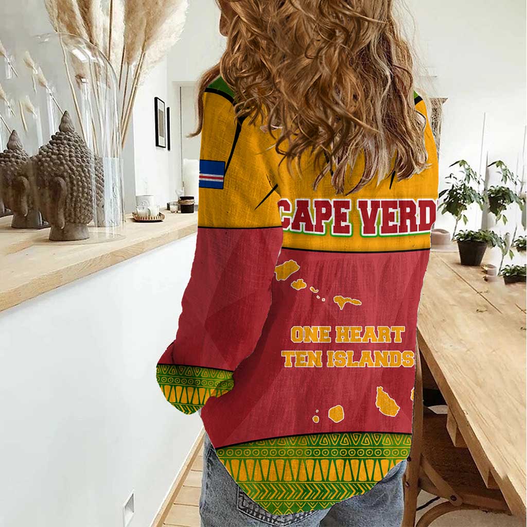 Cape Verde Women Casual Shirt with One Heart Ten Islands National Emblem Spirit