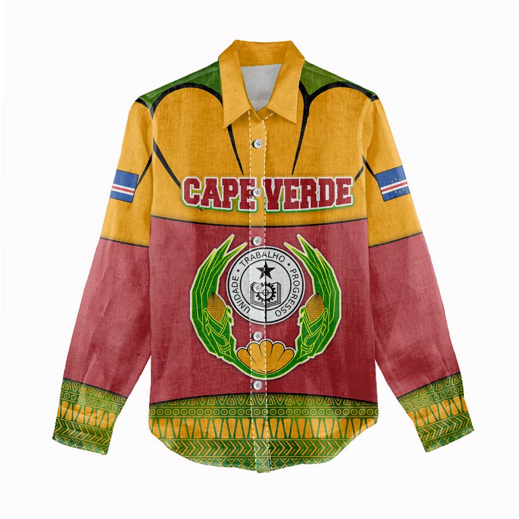 Cape Verde Women Casual Shirt with One Heart Ten Islands National Emblem Spirit
