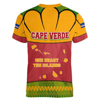 Cape Verde Women V-Neck T-Shirt with One Heart Ten Islands National Emblem Spirit
