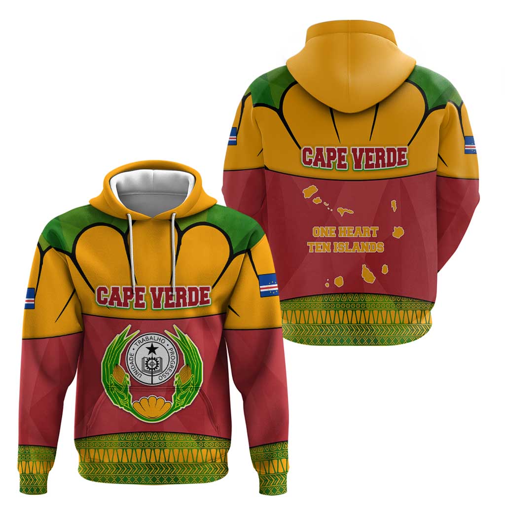 Cape Verde Zip Hoodie with One Heart Ten Islands National Emblem Spirit