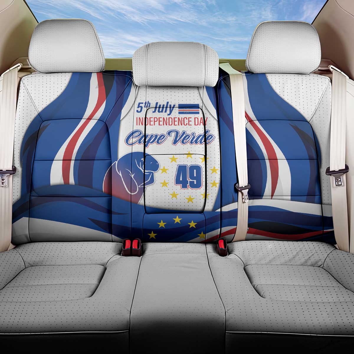 Cape Verde Back Car Seat Cover with Independence Day 5th July Flag Celebration Spirit