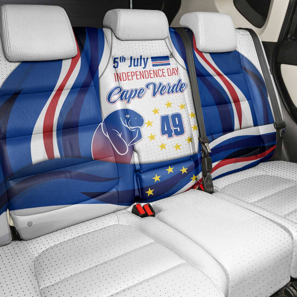 Cape Verde Back Car Seat Cover with Independence Day 5th July Flag Celebration Spirit
