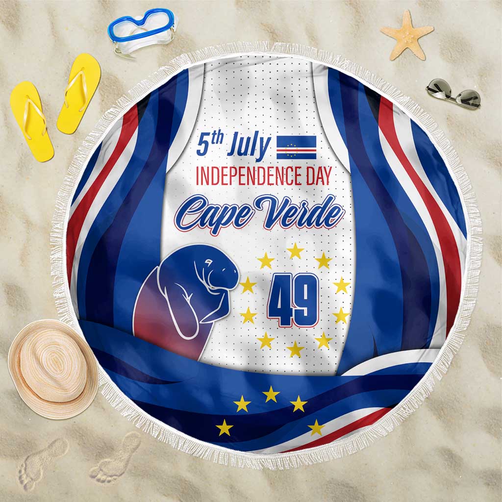 Cape Verde Beach Blanket with Independence Day 5th July Flag Celebration Spirit