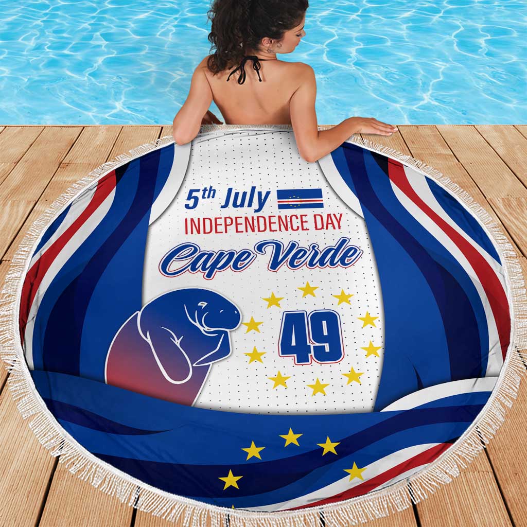 Cape Verde Beach Blanket with Independence Day 5th July Flag Celebration Spirit