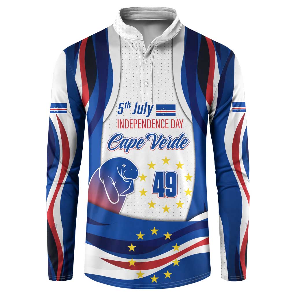 Cape Verde Button Sweatshirt with Independence Day 5th July Flag Celebration Spirit