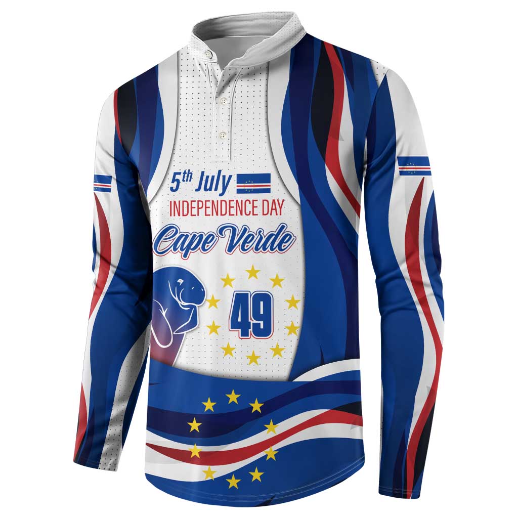 Cape Verde Button Sweatshirt with Independence Day 5th July Flag Celebration Spirit