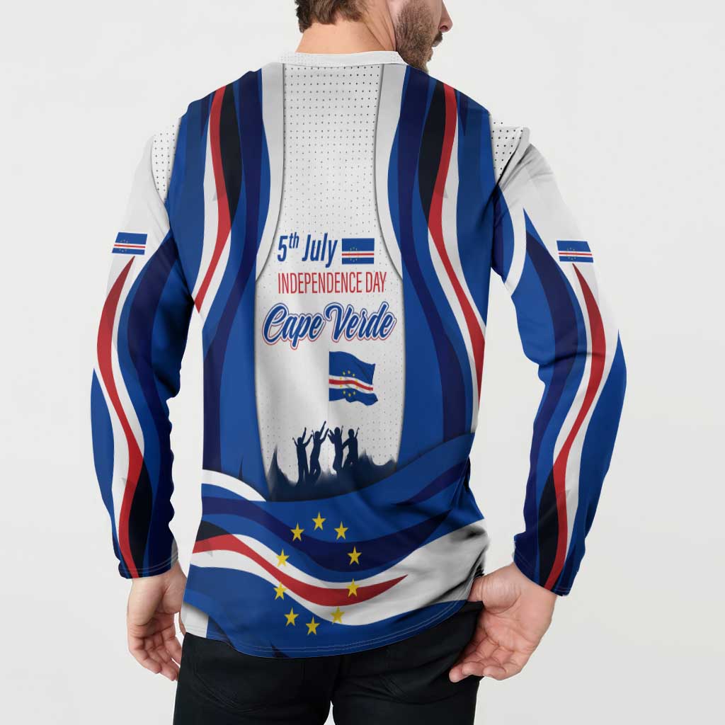 Cape Verde Button Sweatshirt with Independence Day 5th July Flag Celebration Spirit