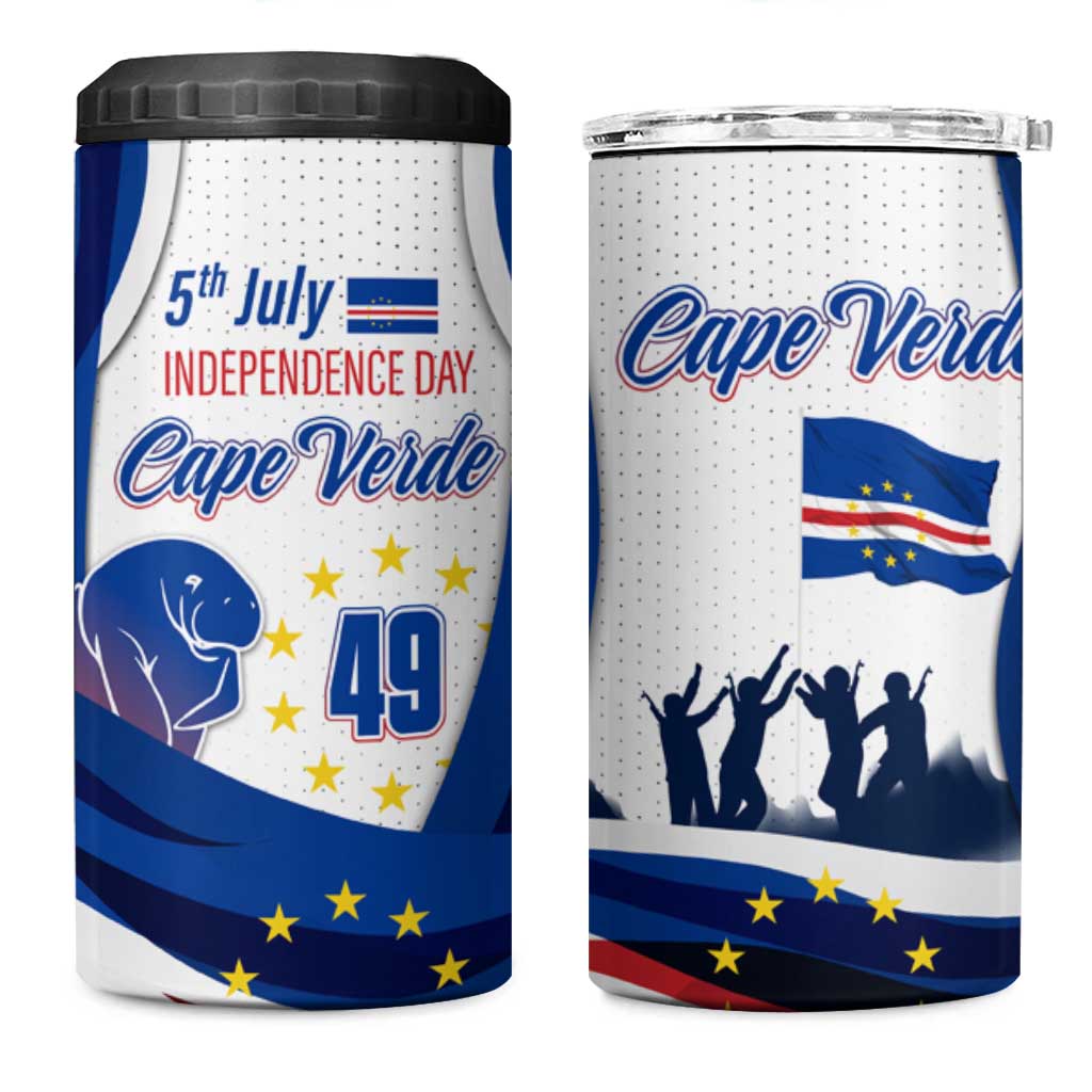 Cape Verde 4 in 1 Can Cooler Tumbler with Independence Day 5th July Flag Celebration Spirit