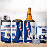 Cape Verde 4 in 1 Can Cooler Tumbler with Independence Day 5th July Flag Celebration Spirit