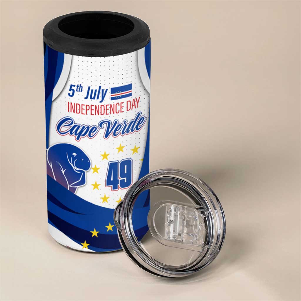 Cape Verde 4 in 1 Can Cooler Tumbler with Independence Day 5th July Flag Celebration Spirit