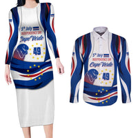 Cape Verde Couples Matching Long Sleeve Bodycon Dress and Long Sleeve Button Shirt with Independence Day 5th July Flag Celebration Spirit