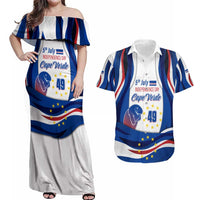Cape Verde Couples Matching Off Shoulder Maxi Dress and Hawaiian Shirt with Independence Day 5th July Flag Celebration Spirit