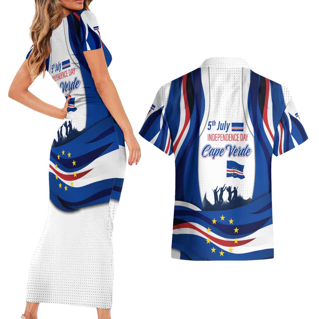 Cape Verde Couples Matching Short Sleeve Bodycon Dress and Hawaiian Shirt with Independence Day 5th July Flag Celebration Spirit