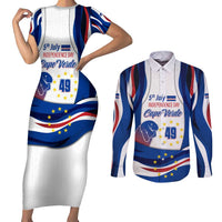 Cape Verde Couples Matching Short Sleeve Bodycon Dress and Long Sleeve Button Shirt with Independence Day 5th July Flag Celebration Spirit