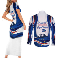 Cape Verde Couples Matching Short Sleeve Bodycon Dress and Long Sleeve Button Shirt with Independence Day 5th July Flag Celebration Spirit