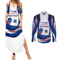 Cape Verde Couples Matching Summer Maxi Dress and Long Sleeve Button Shirt with Independence Day 5th July Flag Celebration Spirit